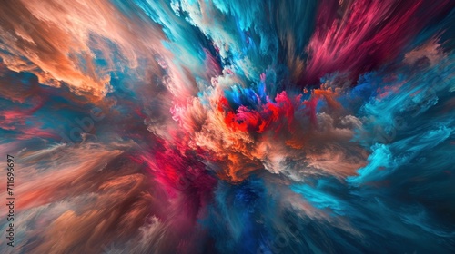 Vivid splashes of dynamic universe and energy explotion with motion blur effect background, vibrant banner