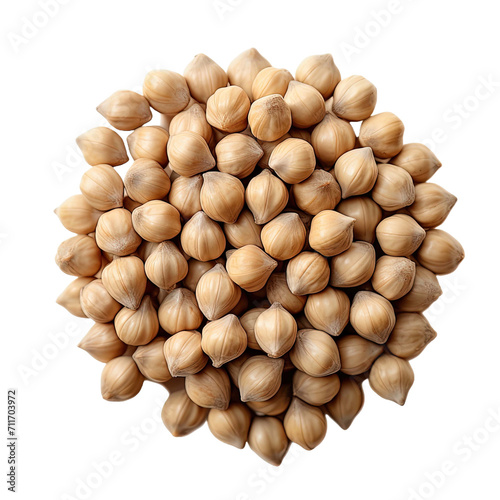Kabuli Chickpeas Cicer arietinum seeds top view isolated on transparent background