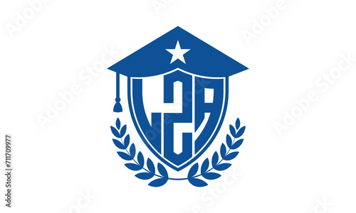LZA three letter iconic academic logo design vector template. monogram, abstract, school, college, university, graduation cap symbol logo, shield, model, institute, educational, coaching canter, tech