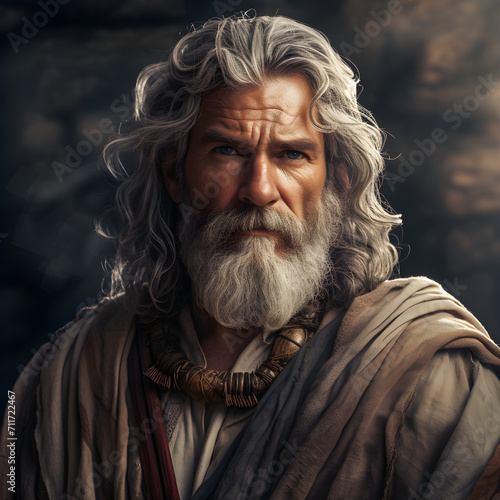 Old and wise David, king of Israel. Old testament character from the bible, David.