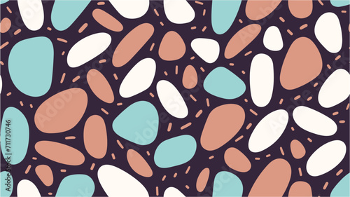 Modern seamless terrazzo pattern. Abstract vector spotty seamless pattern. Seamless vector pattern with abstract shapes. Background in paper style. Vintage geometric doodles.