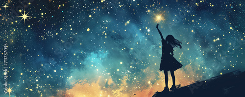 Girl reaching the stars