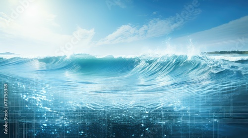 innovation wave technology background illustration research development, energy renewable, ocean sea innovation wave technology background