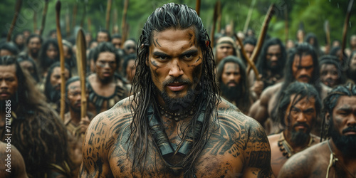 polynesian warrior leading his people into battle