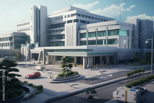 Hospital building. Care center. Building in the medical field. Medical profession. Hospital building architecture. ​