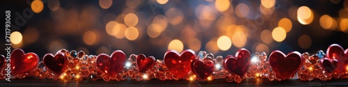 Two glowing hearts on the background of a beautiful bokeh