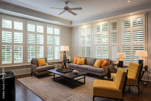 Plantation shutters, classic and versatile window treatments, feature adjustable louvers mounted on a solid frame, providing an elegant and functional solution that allows for precise control of light