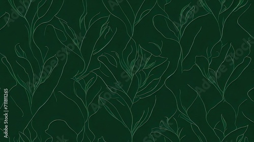 Seamless pattern with green leaves on a dark green background. floral illustration. Spring floral Seamless Background Pattern. floral design.