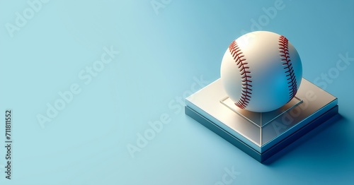 View of softball with white background blue and yellow neon lights are launched from the ceiling,AI generative