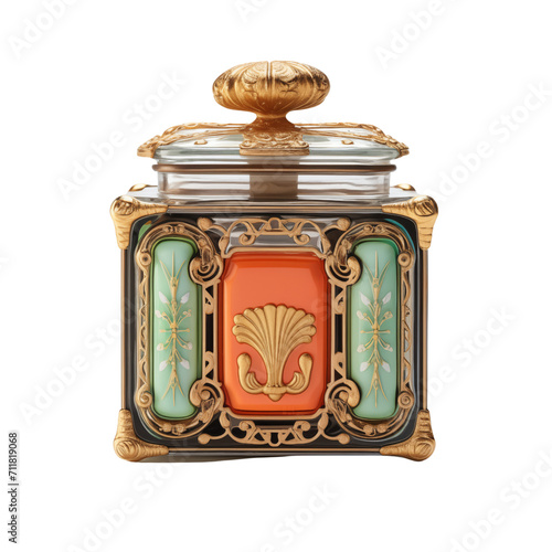 antique art-deco artdeco glass jar with macarons 