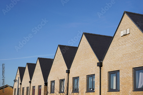 Row of residential rooftops. Housing and property 