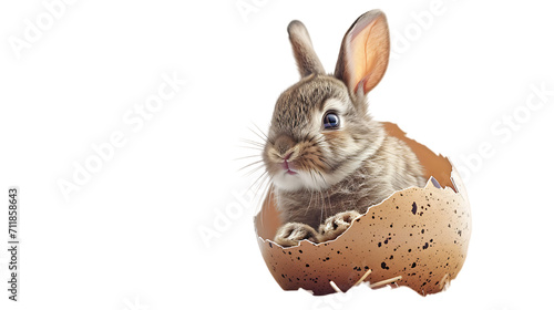 A easter bunny in the egg shell on white isolated background png