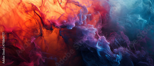 A mesmerizing cave painting brings the vibrant essence of nature to life in an abstract explosion of colorful smoke submerged in water