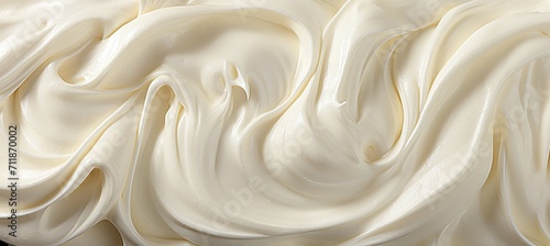 Close up of mouthwatering white natural creamy vanilla yogurt on a clean white background