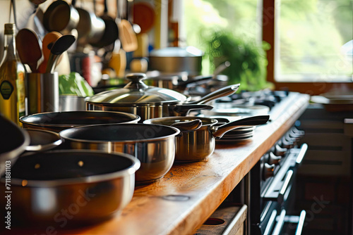 Pots and pans in the kitchen