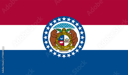 The official current flag of Missouri USA state. State flag of Missouri. Illustration.
