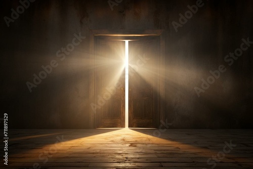 door opening revealing light. Generative AI