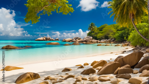 Magnificent sunny beach in Seychelles banner