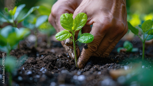 Gentle Hands Taking Care of a Seedling