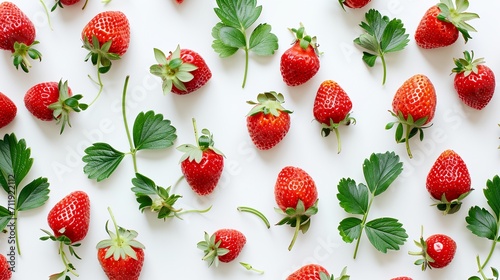 a pattern of strawberries on a white background