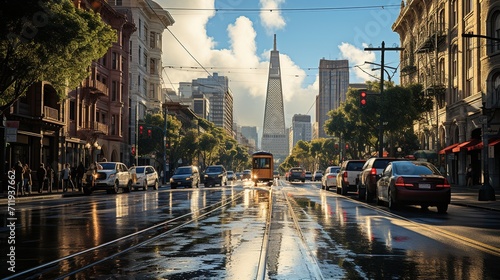 Cable car on the streets of San Francisco