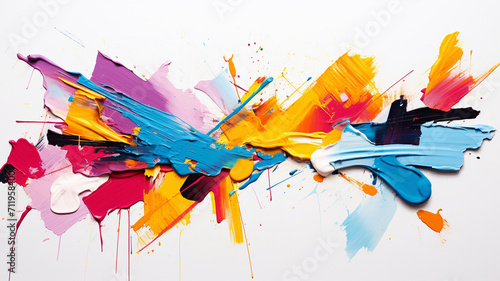 Abstract colorful oil paint stroke splatters