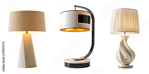 Modern table lamps set over isolated transparent background