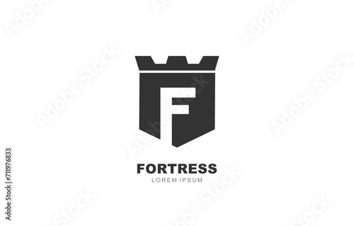 F Letter Fortress secure logo template for symbol of business identity