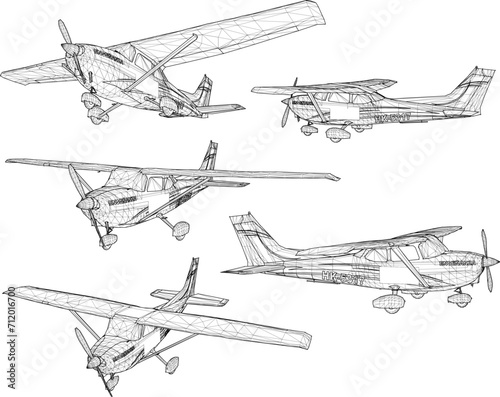 Sketch vector illustration design of small plane domestic flight between islands