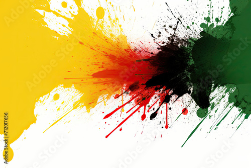 Abstract Watercolor Painting Art Illustration, Color Splash in Yellow, Green, and Red on White Grunge Background