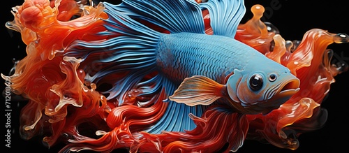 Ornamental betta fish close up, isolated with the appearance of a large aquarium