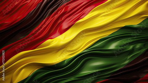 Black History Month: Red Yellow Green Waving Flag, Silk Fabric Velvet Cloth Smooth Wave, African American History in United States, Freedom, Independence Day
