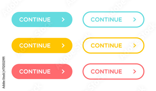 Vector Set of Continue Buttons
