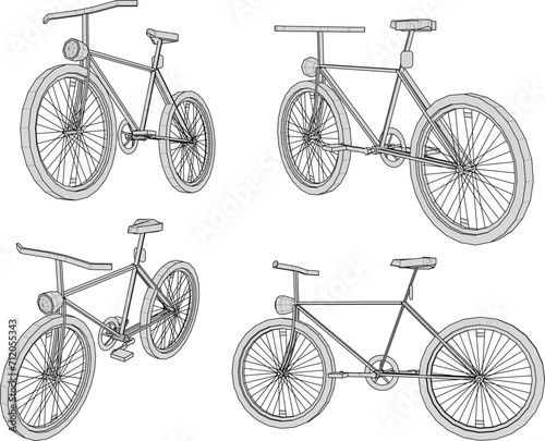 Vector sketch illustration of simple bicycle design with pedals