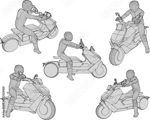 Vector sketch illustration of the design of a big motorbike racer ready to compete 