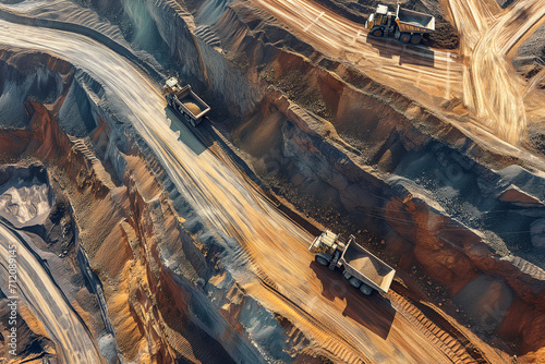 Aerial view of open pit mine