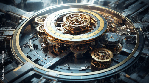 Time Travel Chrono Voyager Clock gears and a time