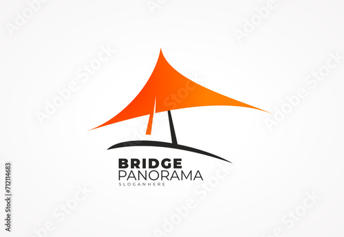 Logo Bridge Orange and Black Color. Template design vector. White background.