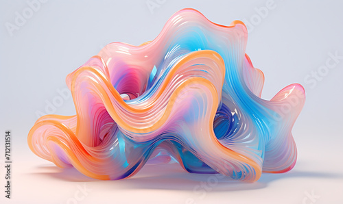 3d render, abstract background with colorful wavy flowing liquid. Abstract element for design.