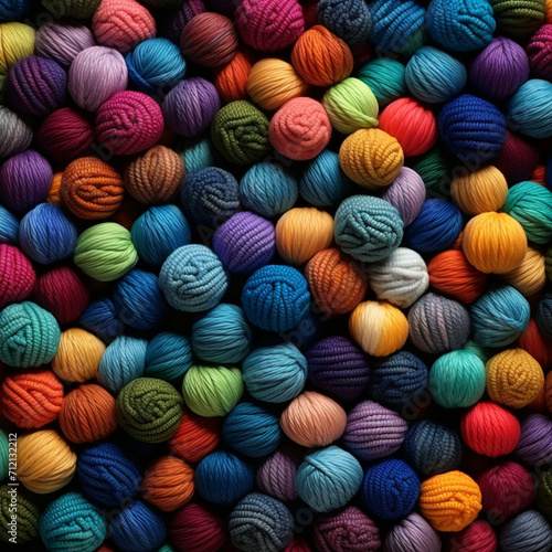 fondo con detalle y textura de multitud de ovillos de lana de diferentes colores