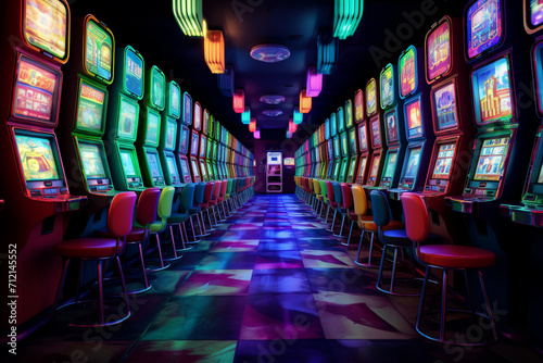 machines. Casino industry. Gambling. Nightlife. Gamble in Nevada US. Fortune, American happy game for money Air air hockey. Arcade area for hockey and many other transparent background Generative Ai