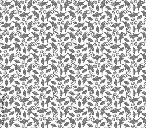 Floral vector ornament. Seamless abstract classic background with silver leaves. Pattern with repeating floral elements. Ornament for wallpaper and packaging