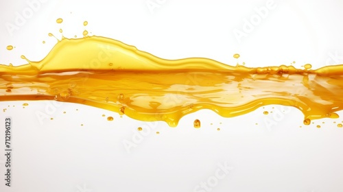 Sweet golden viscous honey with small splashes on an isolated white background. A product of beekeeping.