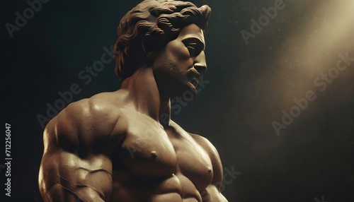 3D illustration of a Renaissance marble statue of Aeolus, the son of Hippotes. in Greek mythology, he is the ruler or keeper of the winds.