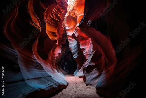 Colorful Slot Canyon in National Park extreme closeup. Generative AI