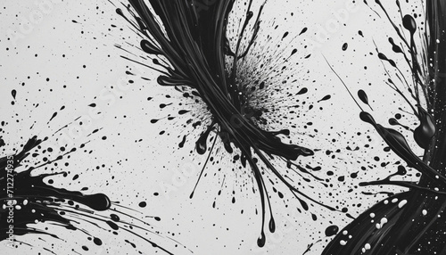 Black and white abstract paint brush wallpaper. 4k background with paint splatters, brushstrokes, clean minimal textured wallpaper.