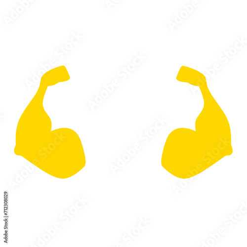 Two flexed biceps icon on white background. Muscular man's hand flexes his bicep. bodybuilder movement. Suitable for gym and sports logos.
