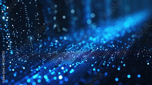 Blue pixelated background illustrating a digital data point pattern, representative of digital technology. Generative AI.