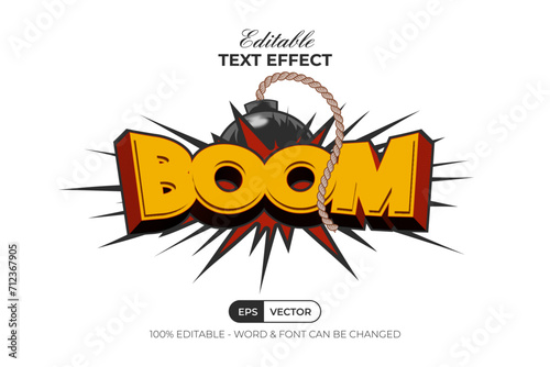 Boom Text Effect Comic Style. Editable Text Effect.