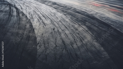 Aerial top view abstract texture and background of car tire drift , generate AI